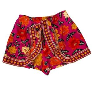 Farm rio pink flower tapestry shorts size L NWT